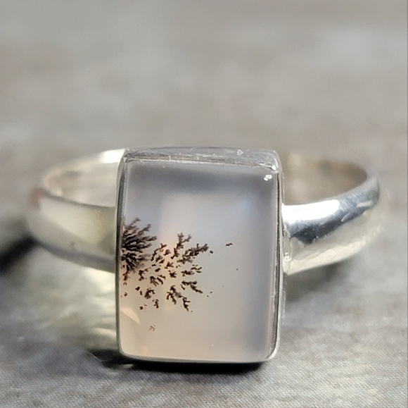 Native Jewelry - Native Scenic Dendritic Stone Ring Size 7 Women 925 Sterling Silver Bohe…